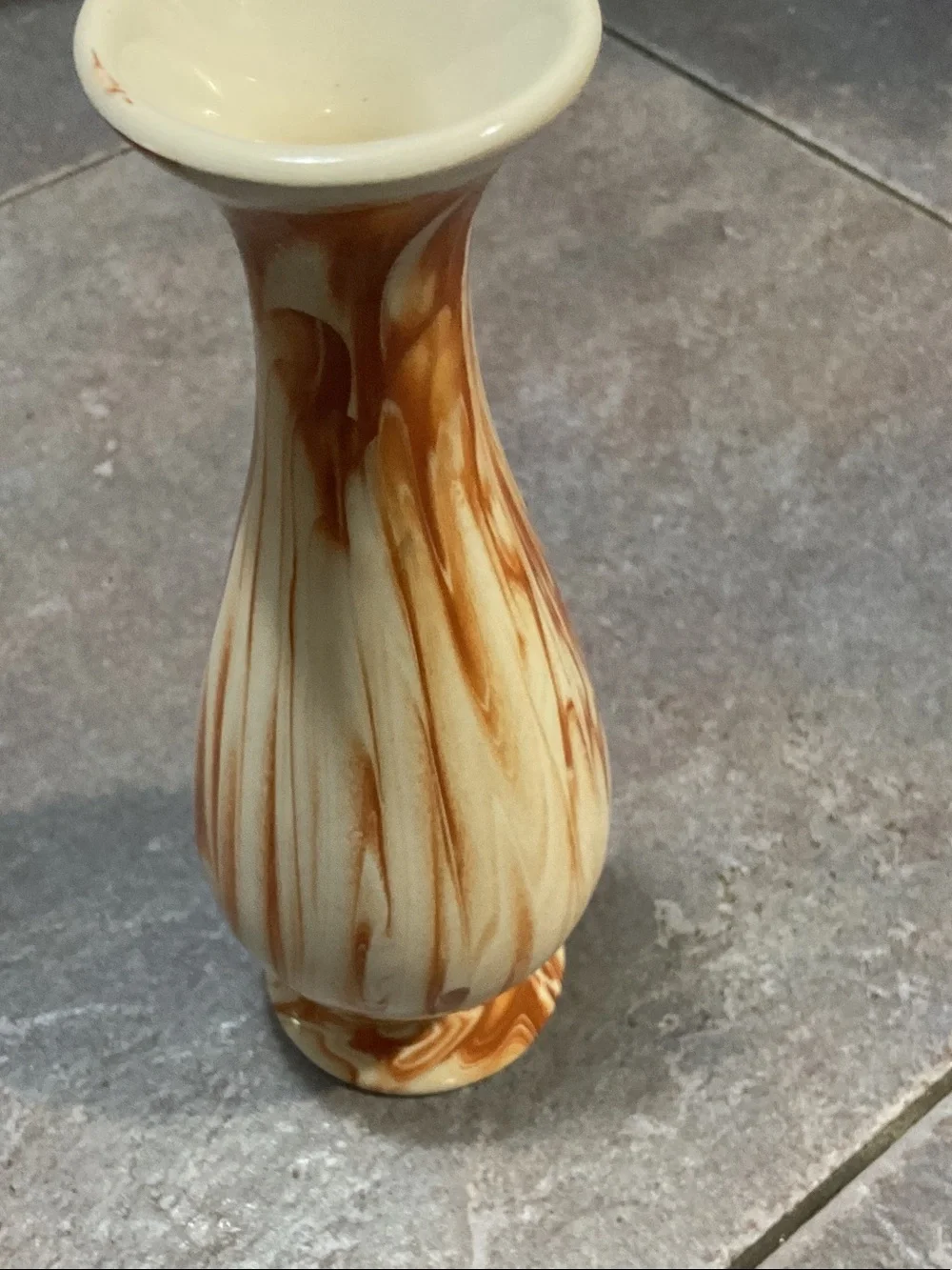 Marble Swirl Ceramic Bud Vase - Brown and Cream
